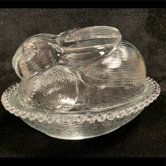 Indiana Glass Other - 🐰LAST WEEKEND🐰ANTIQUE INDIANA GLASS NESTING BUNNY CANDY DISH